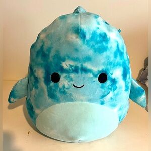 Squishmallow Danika the Tie Dye Blue Dolphin 14 inches tall EUC 🐬